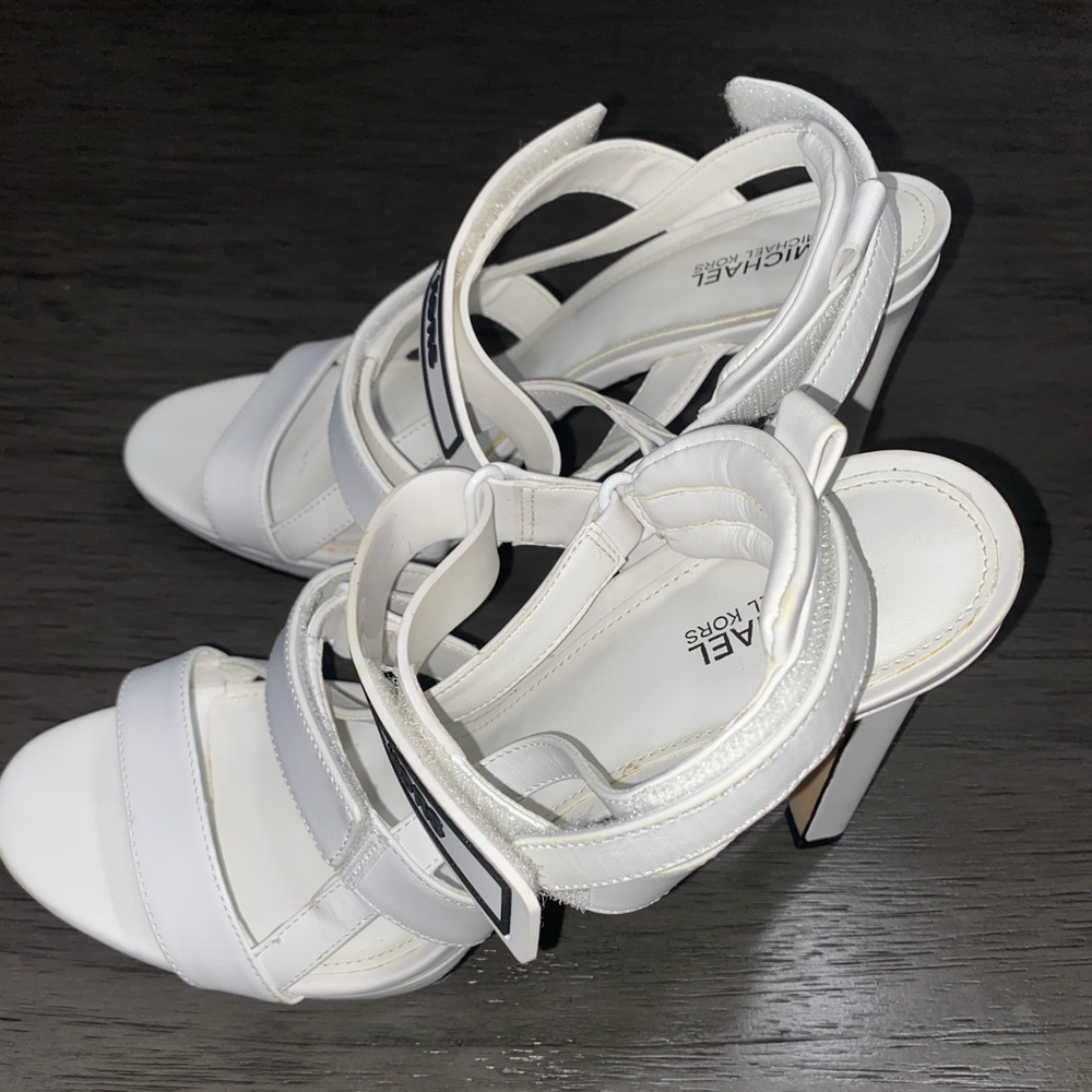 Michael Kors Demi White Leather Strap Heels - Picture 4 of 6